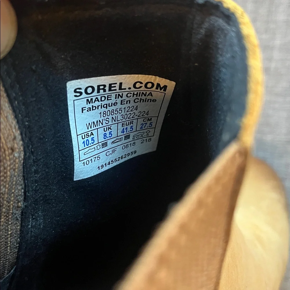 SOREL Joan of Arctic Wedge II Chelsea Leather Boots Slip-On Tan 10.5